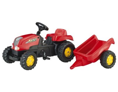 Rolly Toys Šlapací traktor Rolly Kid s vlečkou červený