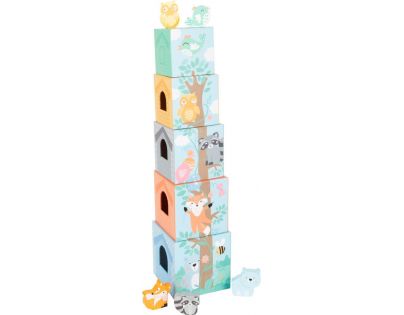 Small Foot Skládací věž pastelová se zvířátky