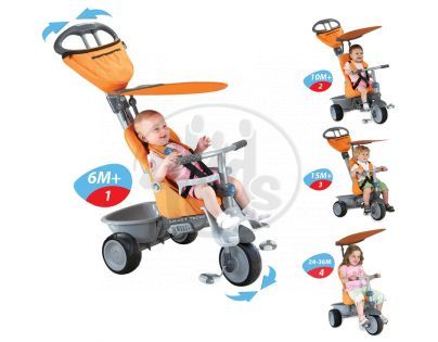 Smart Trike Tříkolka Recliner 4v1 oranžovošedá
