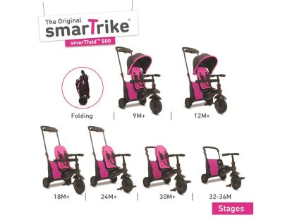 Smart Trike Tříkolka 7 v 1 Smartfold 500 růžová