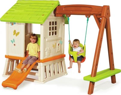 Smoby Domeček se skluzavkou a houpačkou