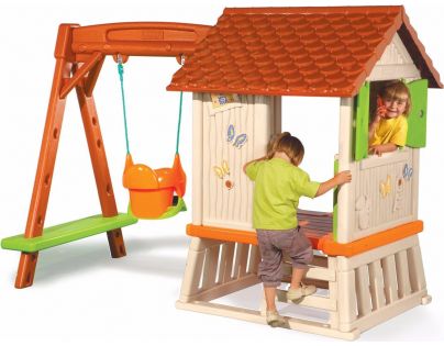 Smoby Domeček se skluzavkou a houpačkou