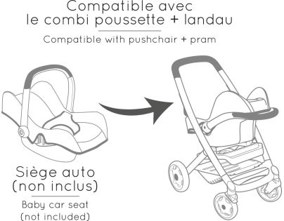 Smoby Kombinovaný kočárek Maxi Cosi pro panenky světle růžový