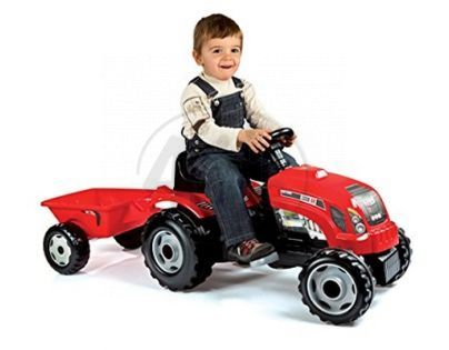 Smoby 033045 - Šlapací traktor RX - BULLs vlekem červený