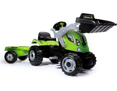 Smoby Šlapací traktor Farmer Max se lžící a vozíkem zelený - Poškozený obal 