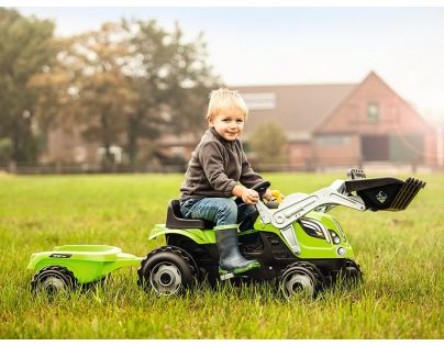 Smoby Šlapací traktor Farmer Max se lžící a vozíkem zelený
