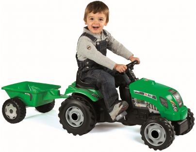 Smoby 033329 - Šlapací traktor GM Bull s vlekem zelený