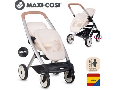 Smoby Sportovní kočárek pro panenky dvojčata Maxi Cosi béžový