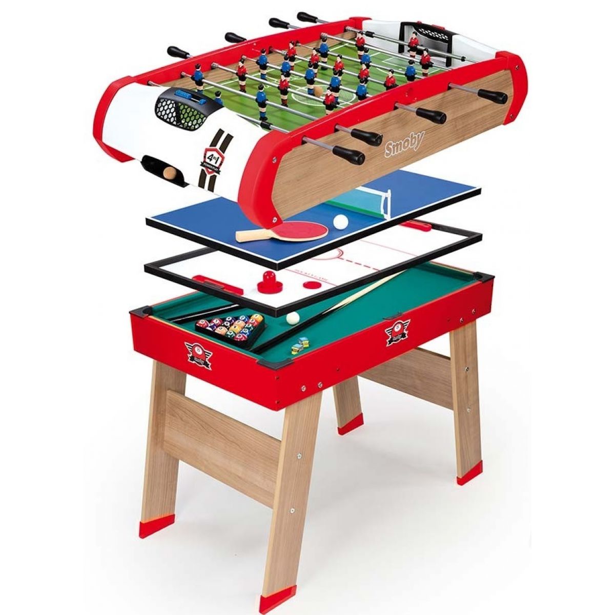 Smoby Stolní dřevěný fotbalový stůl Powerplay 4v1