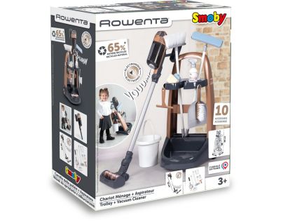 Smoby Vozík pro malou uklízečku s tyčovým vysavačem Rowenta