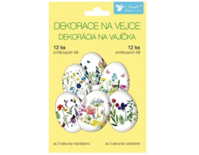 Anděl Smršťovací dekorace na vejce jemné květiny 12 ks