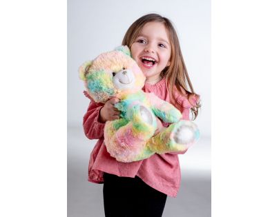 Teddies Snílek medvěd duhový plyš 40 cm na baterie