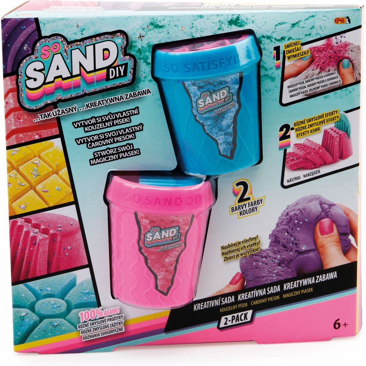 So Sand kouzelný písek 2pack růžový s modrým
