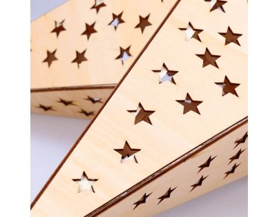 Solight LED dřevěná vánoční hvězda, závěsná, časovač, 20x LED, 65cm, 2x AA