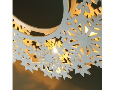 Solight LED dřevěný vánoční věnec, 10x LED, bílá, 30cm, časovač, 2x AA