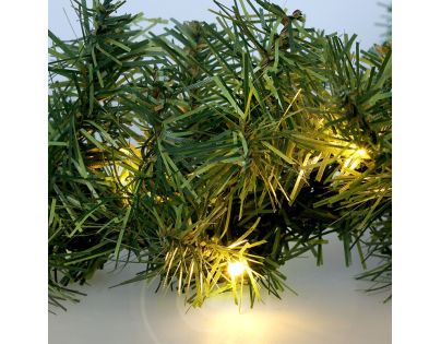 Solight LED vánoční girlanda s jehličím, 7m, 112x LED, časovač, 230V, IP44