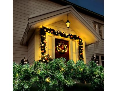Solight LED vánoční girlanda s jehličím, 7m, 112x LED, časovač, 230V, IP44