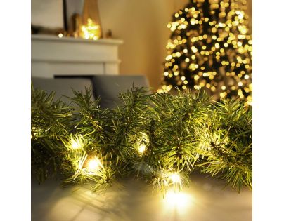 Solight LED vánoční girlanda s jehličím, 7m, 112x LED, časovač, 230V, IP44