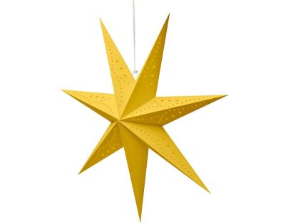 Solight LED vánoční hvězda zlatá, závěsná, časovač, 60cm, 20x LED, 2x AA