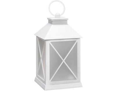 Solight LED vánoční lucerna bílá, 20cm, časovač, 2x AA