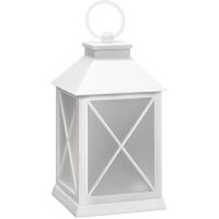 Solight LED vánoční lucerna bílá, 20cm, časovač, 2x AA