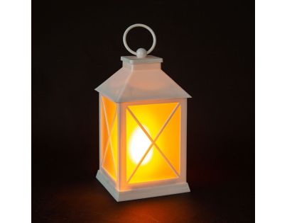 Solight LED vánoční lucerna bílá, 20cm, časovač, 2x AA