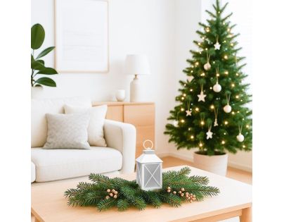 Solight LED vánoční lucerna bílá, 20cm, časovač, 2x AA