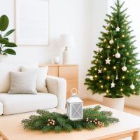 Solight LED vánoční lucerna bílá, 20cm, časovač, 2x AA 3