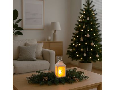 Solight LED vánoční lucerna bílá, 20cm, časovač, 2x AA