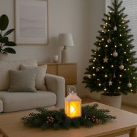 Solight LED vánoční lucerna bílá, 20cm, časovač, 2x AA 4