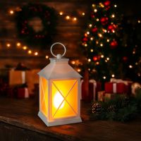 Solight LED vánoční lucerna bílá, 20cm, časovač, 2x AA 5