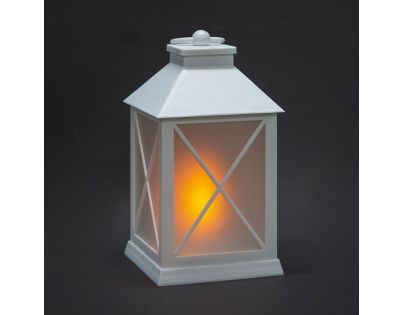 Solight LED vánoční lucerna bílá, 20cm, časovač, 2x AA