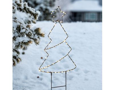 Solight LED venkovní dekorace vánoční stromeček, 85x LED, časovač, 68cm, 3x AA