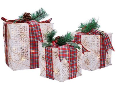 Solight Sada 3 LED vánočních dárků, 48x LED, IP44, 230V