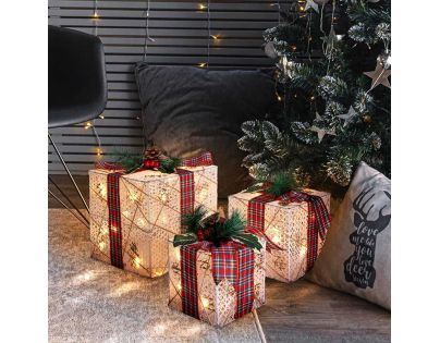 Solight Sada 3 LED vánočních dárků, 48x LED, IP44, 230V