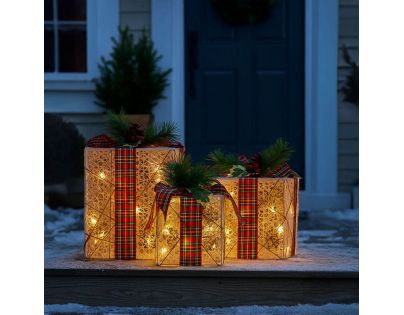 Solight Sada 3 LED vánočních dárků, 48x LED, IP44, 230V