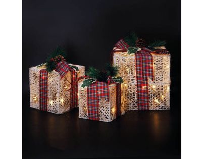 Solight Sada 3 LED vánočních dárků, 48x LED, IP44, 230V