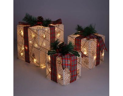 Solight Sada 3 LED vánočních dárků, 48x LED, IP44, 230V