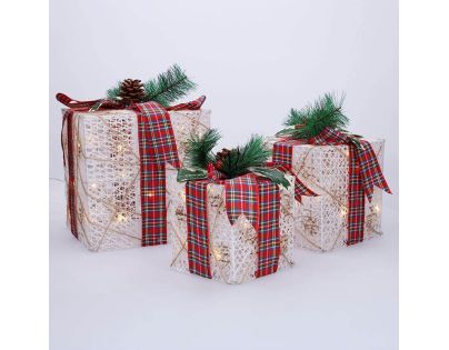 Solight Sada 3 LED vánočních dárků, 48x LED, IP44, 230V