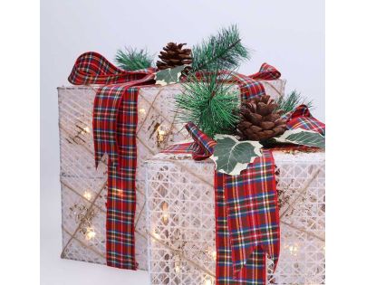 Solight Sada 3 LED vánočních dárků, 48x LED, IP44, 230V