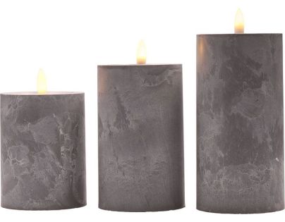 Solight Sada LED svíček s časovačem, 3x svíčka, 10,13,15cm, šedá, 2xAA