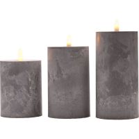 Solight Sada LED svíček s časovačem, 3x svíčka, 10,13,15cm, šedá, 2xAA