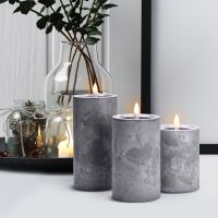 Solight Sada LED svíček s časovačem, 3x svíčka, 10,13,15cm, šedá, 2xAA 2