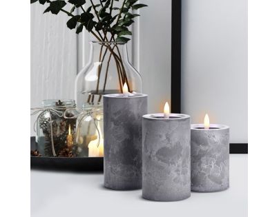 Solight Sada LED svíček s časovačem, 3x svíčka, 10,13,15cm, šedá, 2xAA