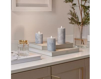 Solight Sada LED svíček s časovačem, 3x svíčka, 10,13,15cm, šedá, 2xAA