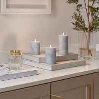 Solight Sada LED svíček s časovačem, 3x svíčka, 10,13,15cm, šedá, 2xAA 3