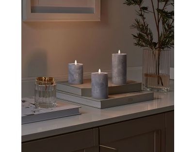 Solight Sada LED svíček s časovačem, 3x svíčka, 10,13,15cm, šedá, 2xAA