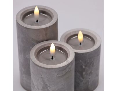 Solight Sada LED svíček s časovačem, 3x svíčka, 10,13,15cm, šedá, 2xAA