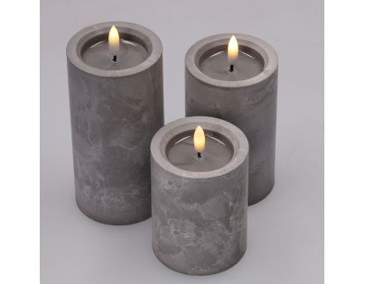 Solight Sada LED svíček s časovačem, 3x svíčka, 10,13,15cm, šedá, 2xAA