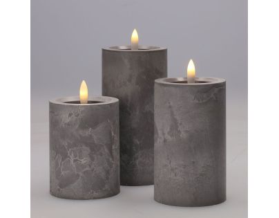 Solight Sada LED svíček s časovačem, 3x svíčka, 10,13,15cm, šedá, 2xAA